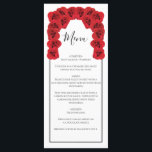Menu Casamento Rustic Rosa vermelha<br><div class="desc">Este design apresenta rosas vermelhas rústicas. As rosas vermelhas são elogiadas por uma elegante borda preta. Os tons vermelhos das flores de rosa criam uma sensação rústica de jardim floral. Design de cardápio de casamento elegante com elementos modernos. Os convites de casamento e outros artigos de papelaria também estão disponíveis....</div>