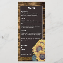 Menu Casamento Rustic Sunflower