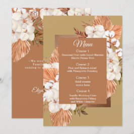 Menu Casamento Rustic Terracotta Dourado Boho Pampas