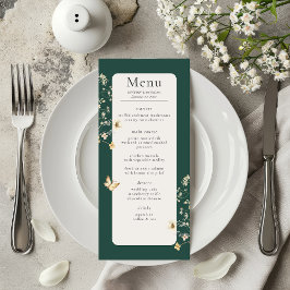 Menu Casamento Rustic Wildflower Frame Emerald Green