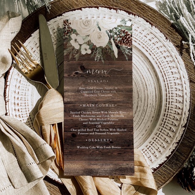 Menu Casamento Rustic Winter Pine (Criador carregado)
