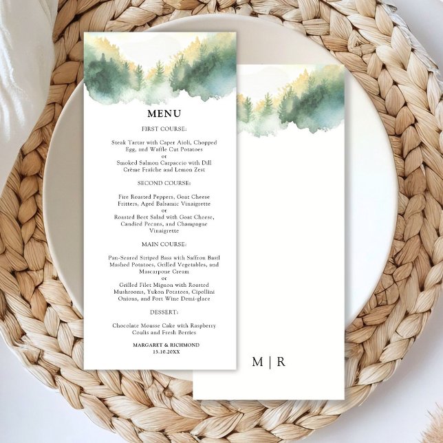 Menu Casamento Rústico Boho Árvores de Pinheiro da Mont (Criador carregado)