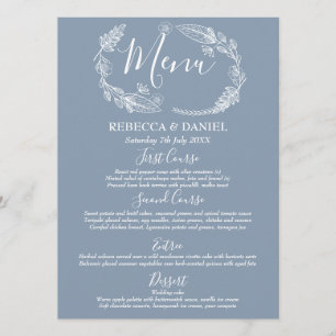 Menu Casamento Rústico com Guirlanda Floral Desenhada à