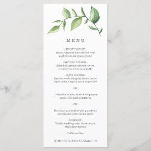 Menu Casamento Rústico com Simples Elegância Verde