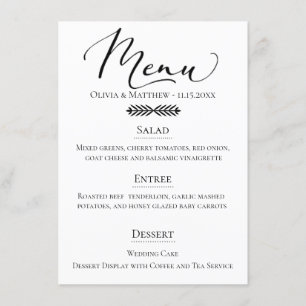 Menu Casamento rústico da tipografia