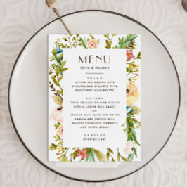Menu Casamento rústico de verão com flores verdejantes 