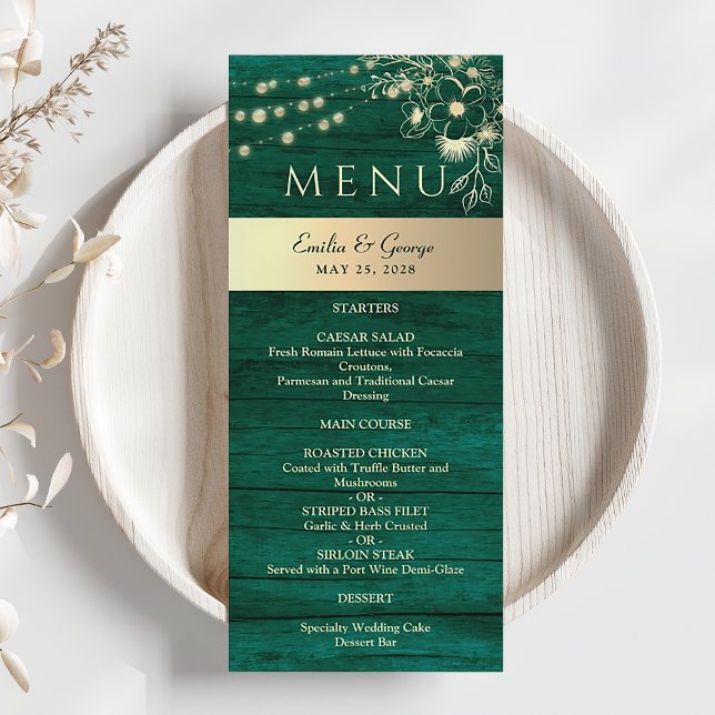 Menu Casamento Rústico em Verde Florestal (Criador carregado)