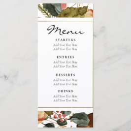 Menu Casamento Rústico Floral em Aquarela de Outono