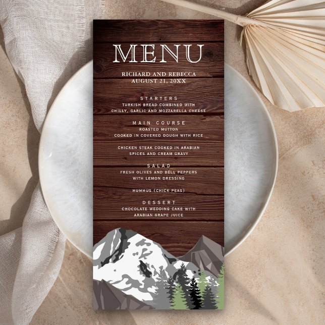 Menu Casamento Rústico na Floresta da Montanha (Criador carregado)