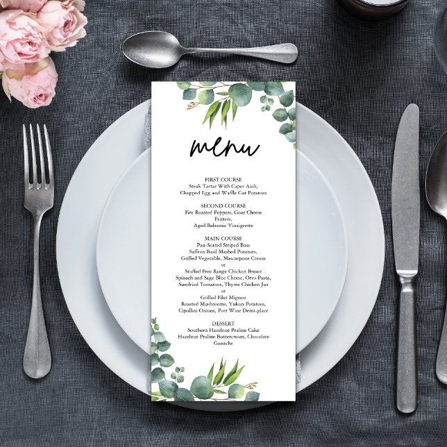 Menu Casamento Sage Eucalyptus Woodland (Criador carregado)