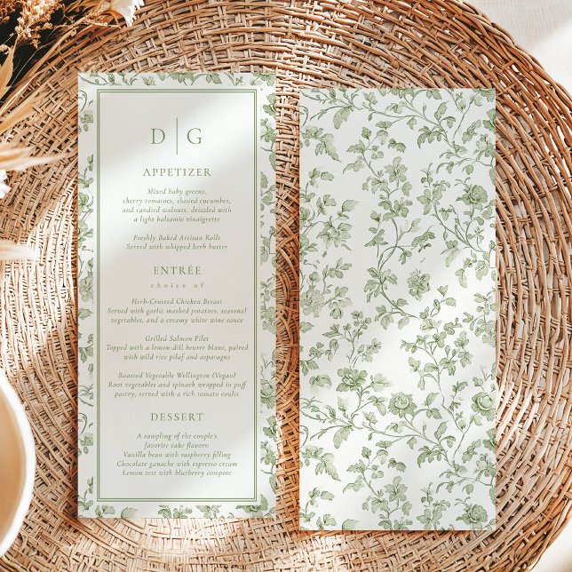 Menu Casamento Sage Green Chinoiserie (Criador carregado)