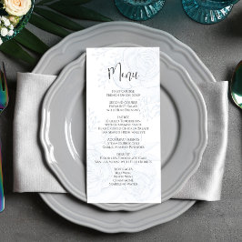 Menu Casamento Script Elegante Blue Floral