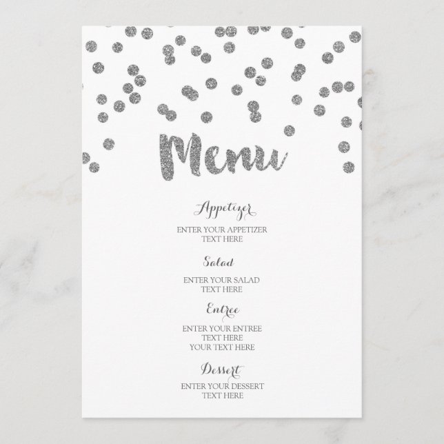 Menu Casamento Silver Confetti (Frente)