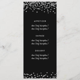 Menu Casamento Silver Faux Glitter Confetti Black