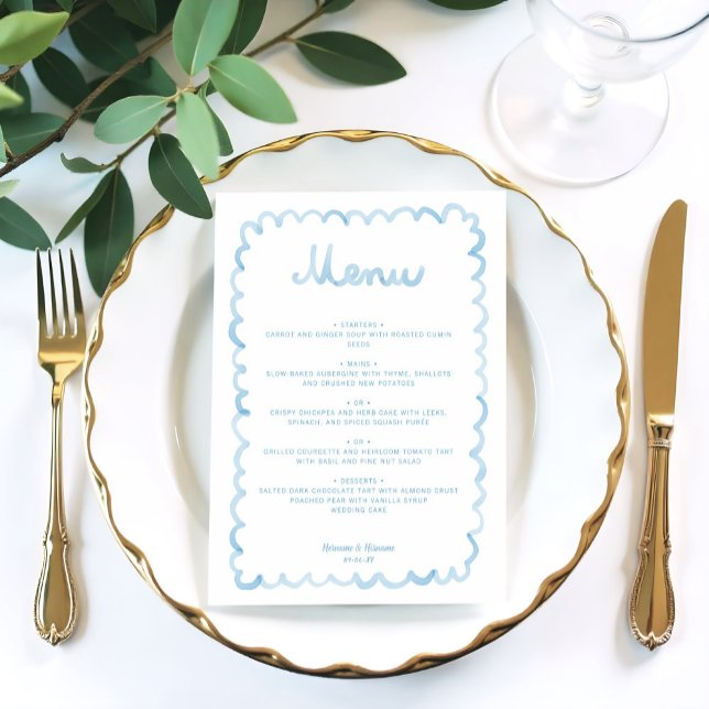 Menu Casamento Simples Branco Azul e Branco (Criador carregado)
