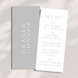 Menu Casamento Simples Branco Mínimo de Cinzas Claras