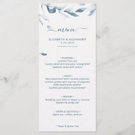 Menu Casamento simples, com coloração azul romântica e