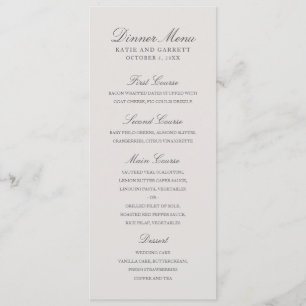 Menu Casamento Simples Cor Sólida Cinza Elegante