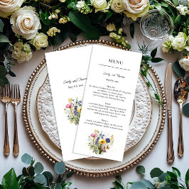 Menu Casamento Simples de Boho Chic com Flores Silvestr