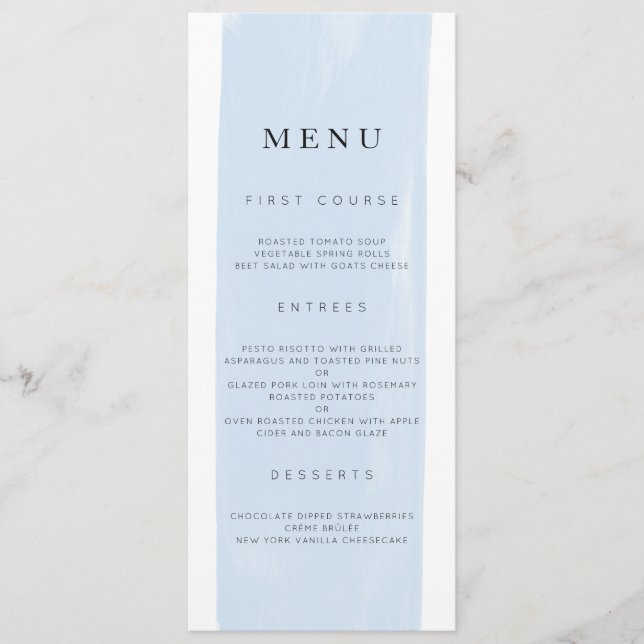 Menu Casamento Simples de Cores d'Água (Frente)