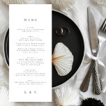 Menu Casamento Simples de Monograma Branco Elegante<br><div class="desc">menu fino para corresponder à coleção *se quiser mais opções de papel,  este design pode ser transferido para um programa fino *ou para mais ajuda contacte-me</div>