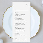 Menu Casamento Simples de Monograma Branco Preto<br><div class="desc">menu fino para corresponder à coleção *se quiser mais opções de papel,  este design pode ser transferido para um programa fino *ou para mais ajuda contacte-me</div>