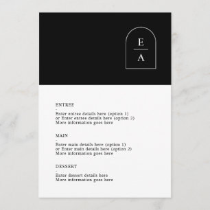 Menu Casamento Simples de Monograma de Arco Mínimo Pre