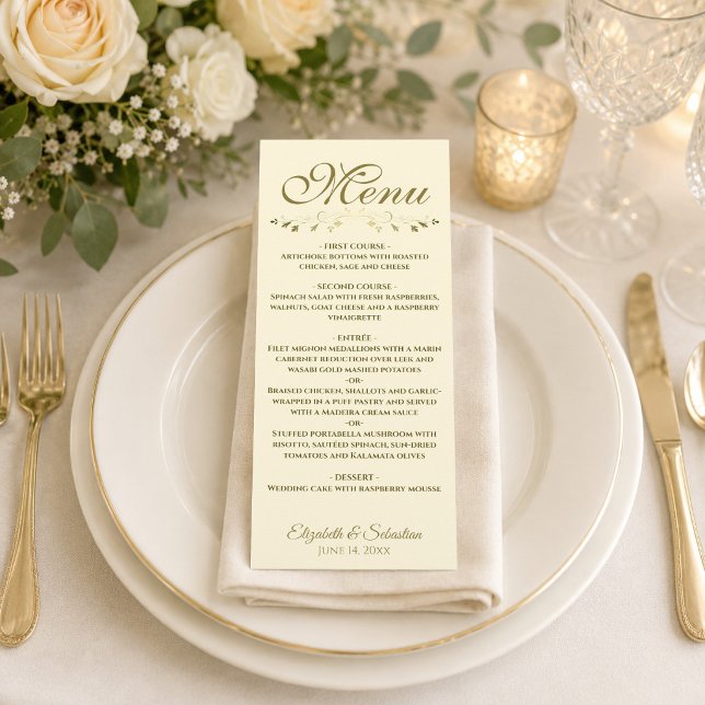 Menu Casamento Simples e Elegante com Renda Filigrana e (Criador carregado)
