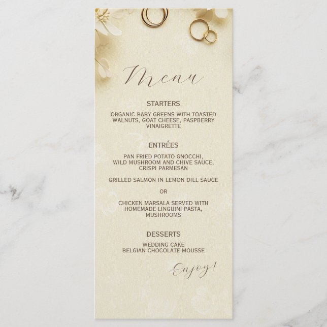 Menu Casamento simples e elegante de Beige (Frente)