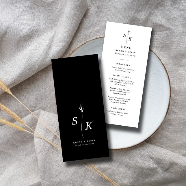 Menu Casamento Simples e Mínimo de Elegância Chic Leaf  (Criador carregado)