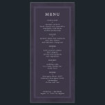 Menu Casamento simples, elegante e roxo escuro<br><div class="desc">Índio roxo escuro clássico moderno e modelo de cardápio personalizado de tipografia minimalista de tendências brancas em um fundo vintage com aparência angustiada.             Matching stationery disponível na coleção.</div>