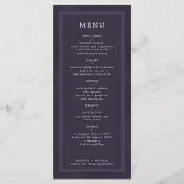 Menu Casamento simples, elegante e roxo escuro