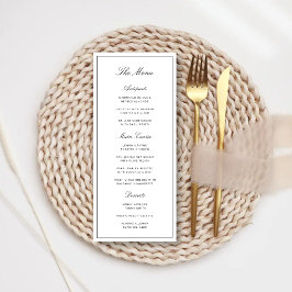 Menu Casamento Simples Elegante Formal Branco & Preto