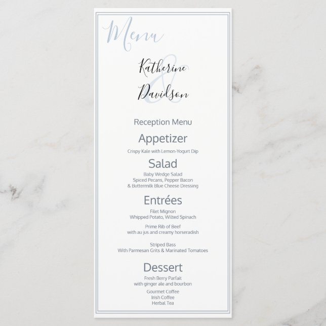 Menu Casamento Simples Elegante 🤵 Minimalista Moderno (Frente)