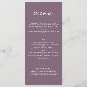 Menu Casamento simples, elegante, violeta roxa
