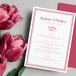 Menu Casamento Simples Magenta Red Framed Chic