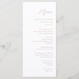 Menu Casamento Simples Mínimo Pink e Branco Dusty