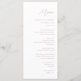 Menu Casamento Simples Mínimo Pink e Branco Dusty