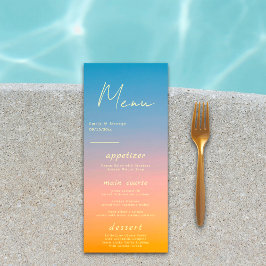 Menu Casamento Simples Moderno Laranja Azul Elegante