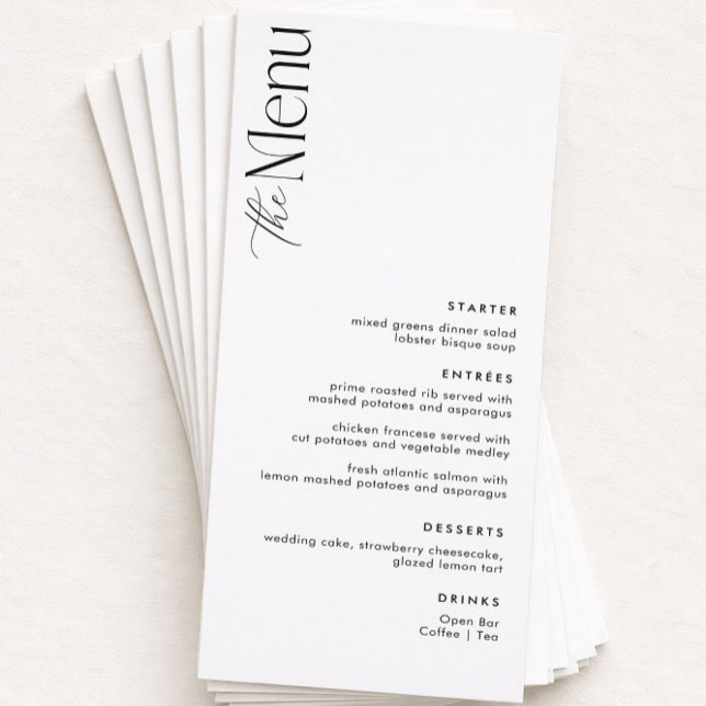 Menu Casamento Simples, Negro e Branco, do Velho Dinhei (Criador carregado)
