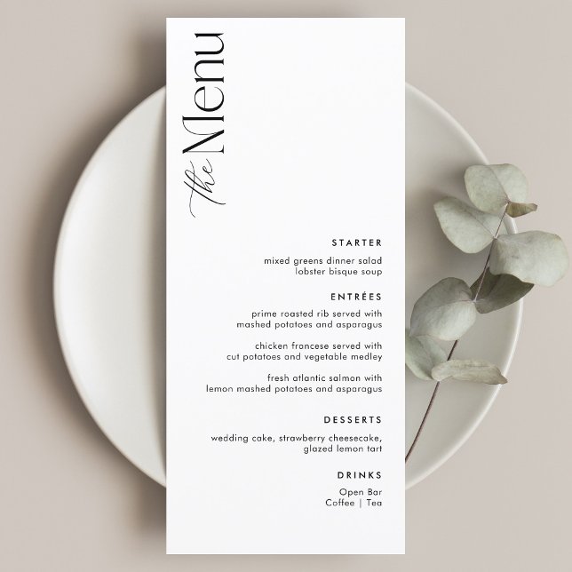 Menu Casamento Simples, Negro e Branco, do Velho Dinhei (Criador carregado)