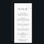 Menu Casamento Simples, Preto e Branco de Coração Bonit<br><div class="desc">Menu moderno de casamento,  com uma design simples e minimalista em preto e branco com a palavra "menu" em uma tipografia elegante e um coração bonito no final.</div>
