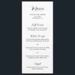 Menu Casamento Simples, Preto e Branco Moderno<br><div class="desc">Menu de casamento preto e branco contemporâneo com um layout simples e minimalista com "Menu" em um roteiro elegante de caligrafia. Uma design moderna que combina com qualquer estilo de casamento.</div>