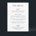 Menu Casamento Simples Preto e Branco Moderno<br><div class="desc">Menu moderno de casamento com um design simples mas elegante.</div>