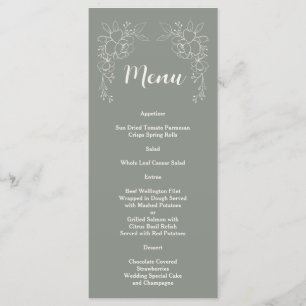 Menu Casamento Simples Verde do Mínimo Boho Elegante Sa