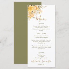 Menu Casamento Sofisticado com Rosas Amarelas e Marfim