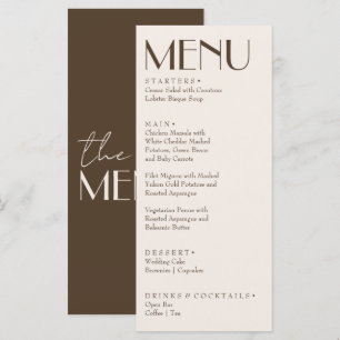 Menu Casamento sofisticado marrom chocolate retrô