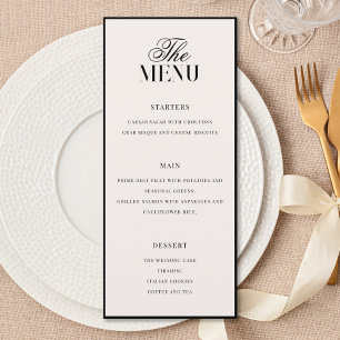 Menu Casamento Sofisticado Preto e Marfim Old Money