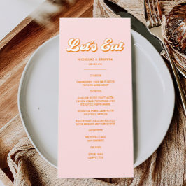Menu Casamento Solar Retro Rosa e Orange Summer