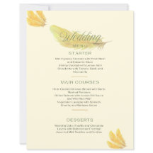 Menu Casamento - Suave bege com Ouro Feather Desi